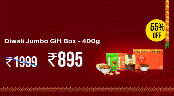 Krishival: Diwali Jumbo Nuts Box - 400g worth Rs 1065 at Rs 484 + Flat 15% CashKaro Cashback