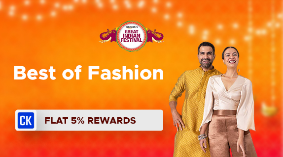 Amazon: Great Indian Festival: Best of Fashion + Flat 5 % CashKaro Rewards
