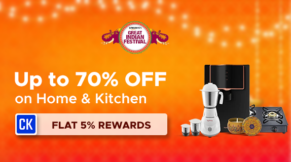 Amazon: Great Indian Festival: Upto 70% OFF on Home & Kitchen + Flat 5% CashKaro Rewards