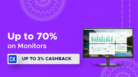 Croma: Up to 70% Off on Monitors + 10% Off Code on Orders over Rs.3000 + Upto 3% CashKaro Cashback on all Croma Orders