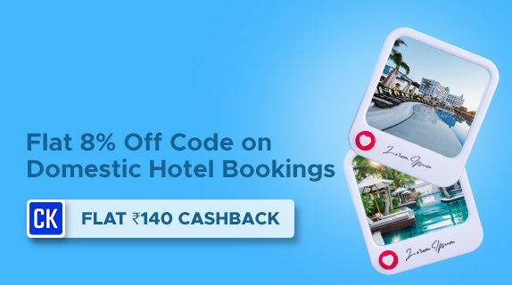 MakeMyTrip Hotels: Flat 8% Off Code + Flat Rs 140 CashKaro Cashback on Domestic Hotel Bookings over Rs 1000